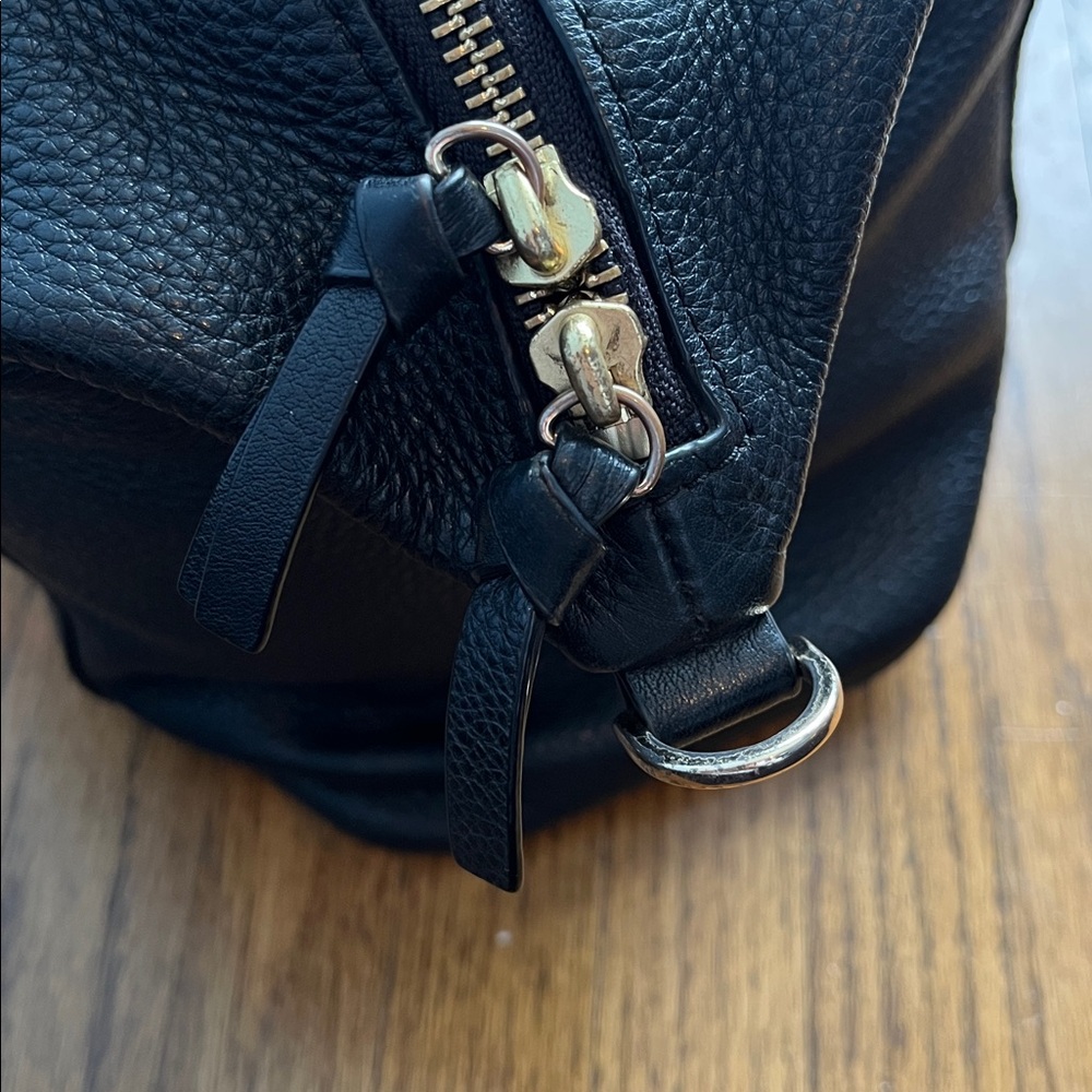 Tory Burch Bombe T Black Leather Double Handle Satchel - Picture 5 of 11